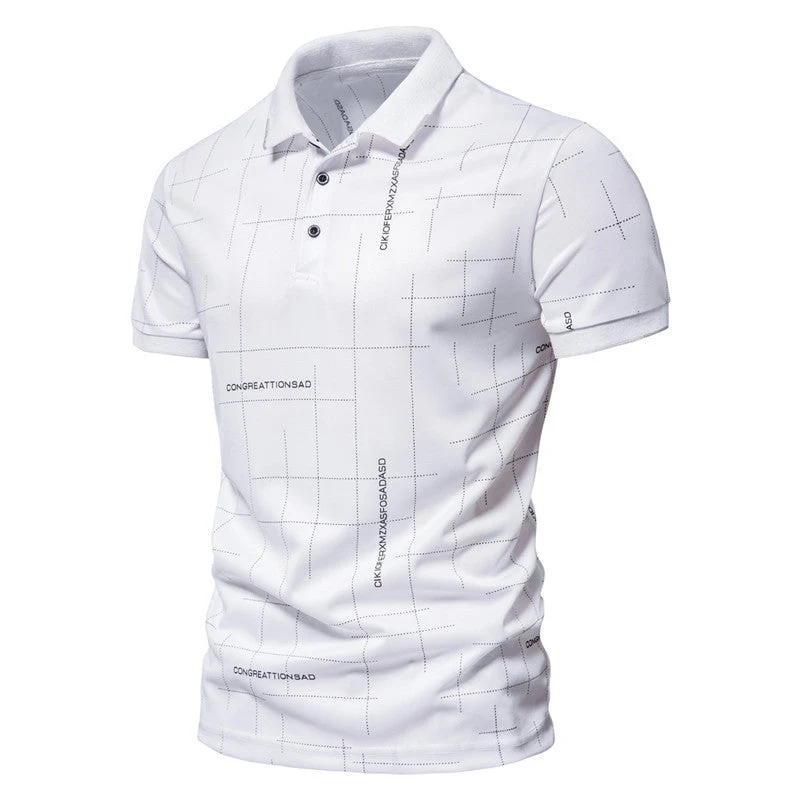 Herren Poloshirt mit modernem grafischen Druck und atmungsaktiver Funktion