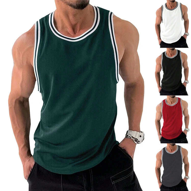 Herren Sportliches ärmelloses Tanktop mit atmungsaktivem Material und modernem Rippendesign