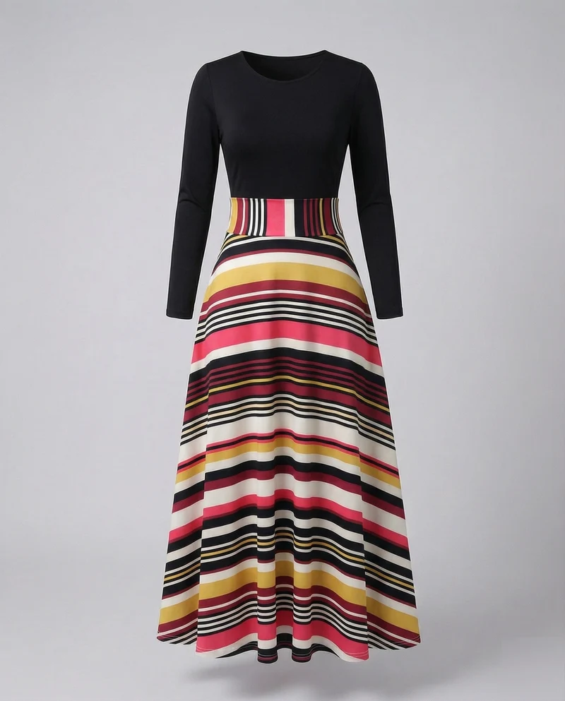 Damen zweiteilig wirkendes Maxikleid mit Blüten-Rock