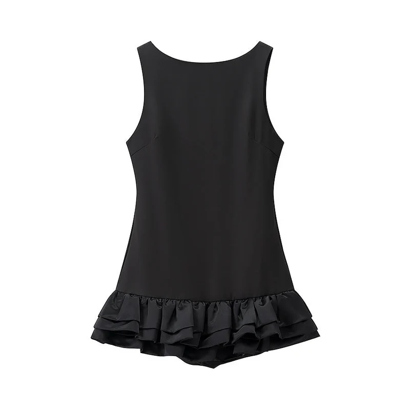 Damen Badeanzug mit voluminösem Rüschenrock und hoher Taille
