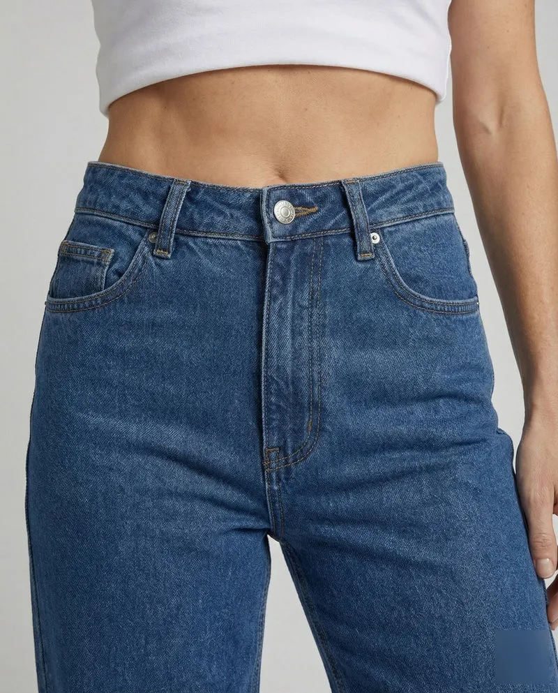 Damen Klassische Gerader Fall Denim Jeans