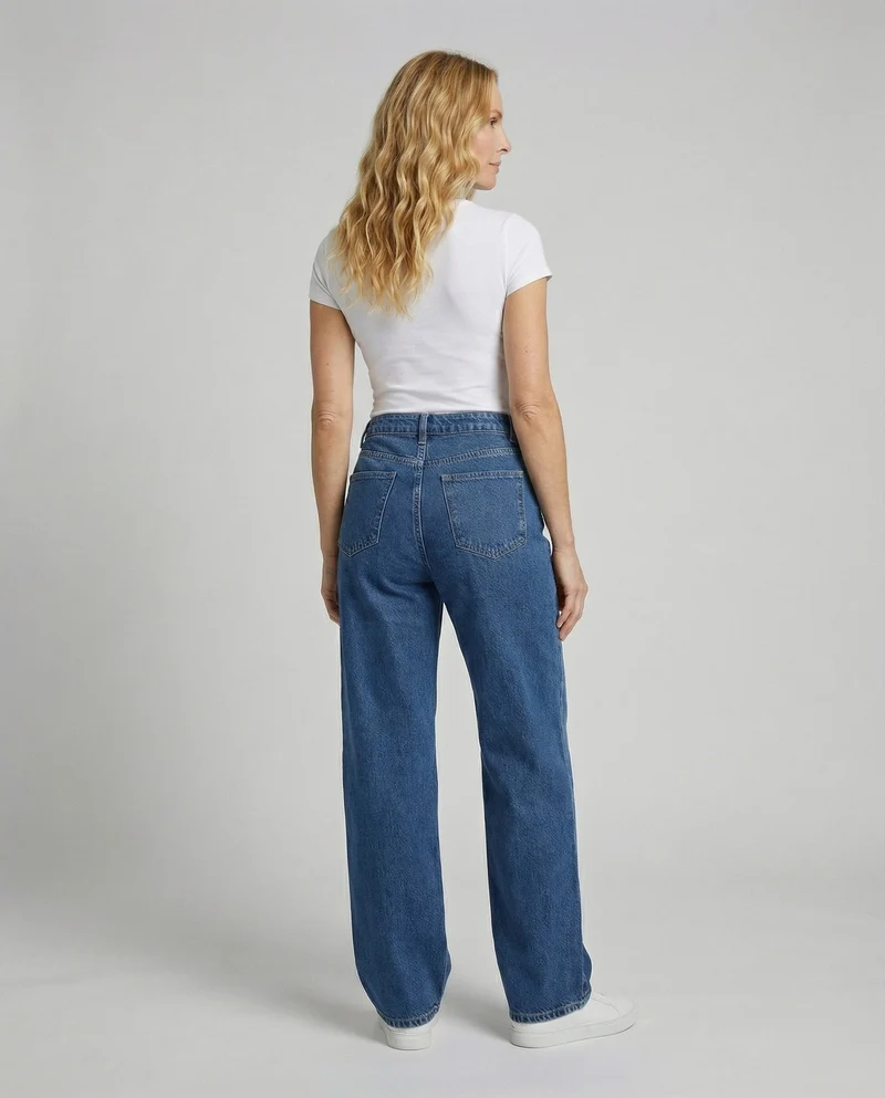 Damen Klassische Gerader Fall Denim Jeans
