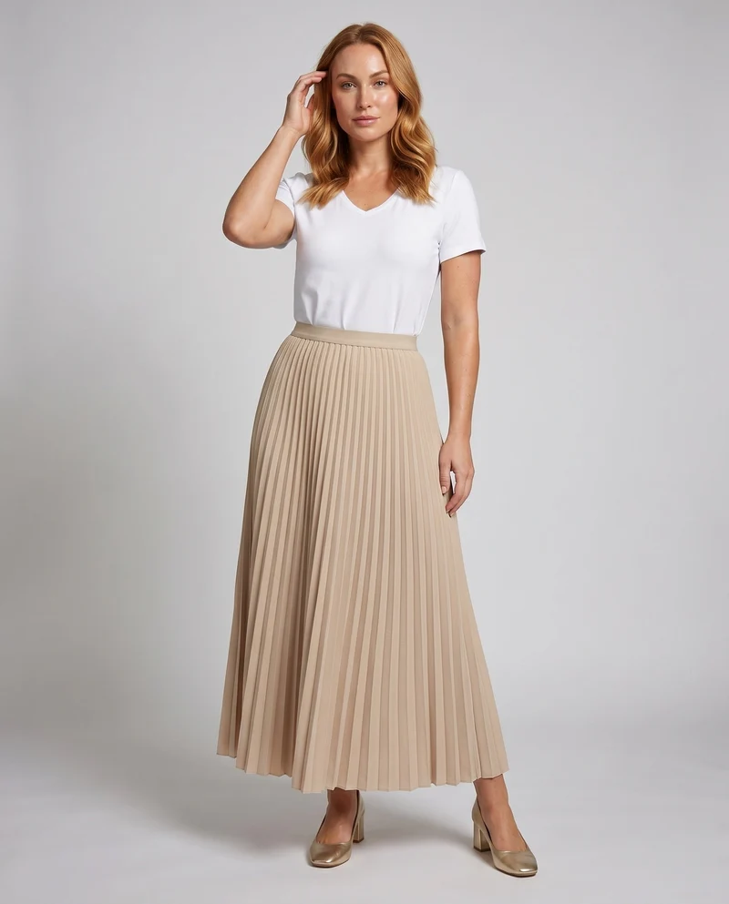 Damen Plissierter Maxi-Rock mit elastischem Bund und trendigem Design