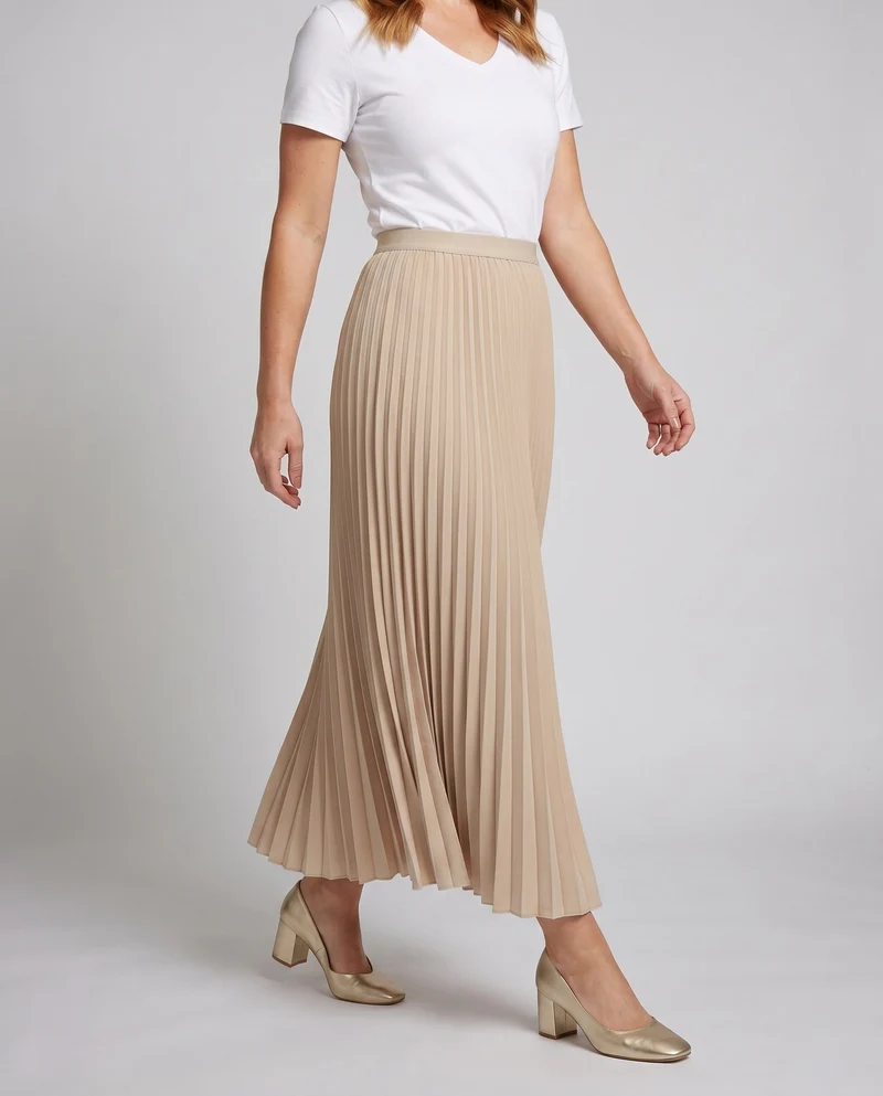 Damen Plissierter Maxi-Rock mit elastischem Bund und trendigem Design