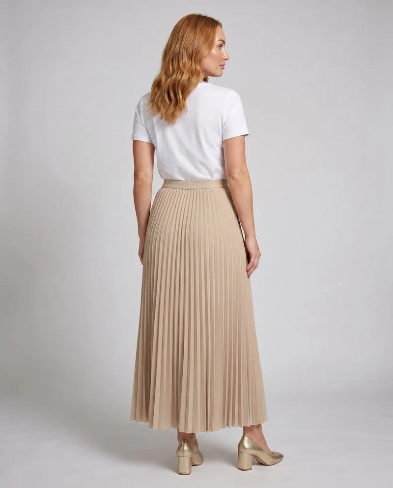 Damen Plissierter Maxi-Rock mit elastischem Bund und trendigem Design