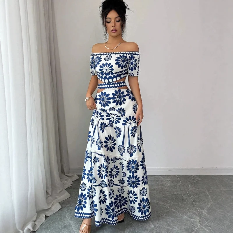 Damen Maxikleid mit floralem Design und trendigem Off-Shoulder-Ausschnitt Nord Taschen