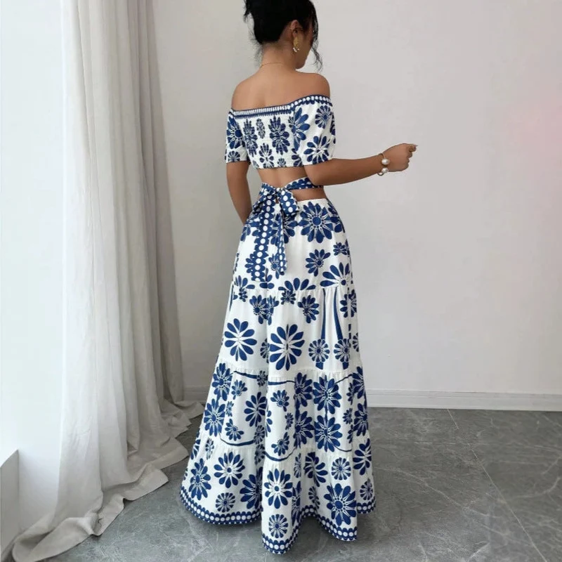 Damen Maxikleid mit floralem Design und trendigem Off-Shoulder-Ausschnitt Nord Taschen
