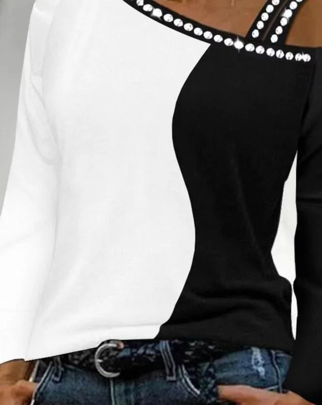 Damen asymmetrisches Oberteil mit Glitzerakzenten