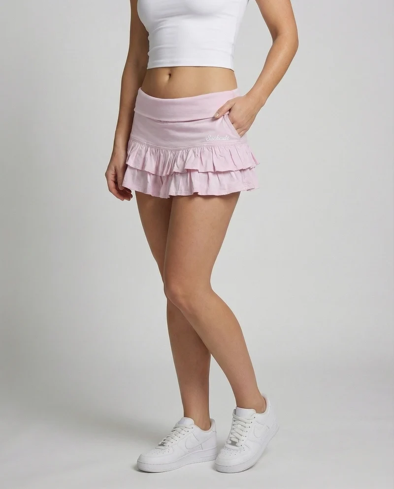 Damen Bequeme Umschlagbund Jersey Rüschen-Minirock