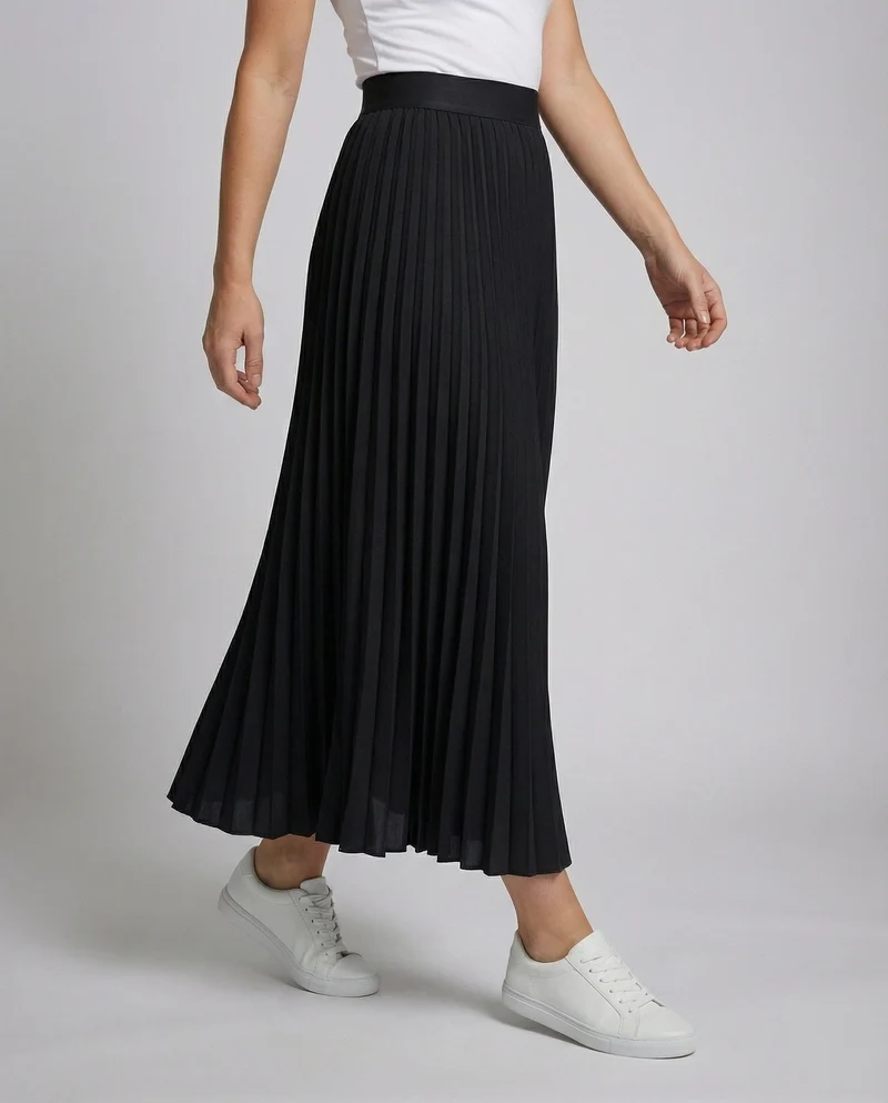 Damen Elegante Fließende Tellerform Plissee Plissee-Maxirock