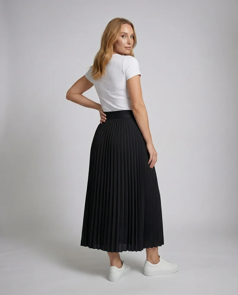 Damen Elegante Fließende Tellerform Plissee Plissee-Maxirock