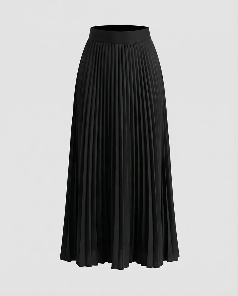 Damen Elegante Fließende Tellerform Plissee Plissee-Maxirock