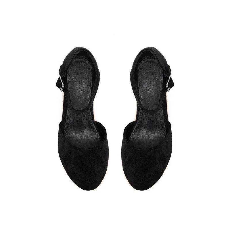 Damen Wedge-Sandalen mit eleganten Riemen und Raffia-Details Nord Taschen