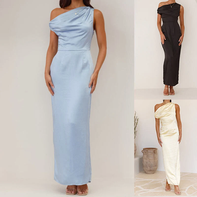 Damen Elegantes Maxikleid mit asymmetrischem Oberteil und figurbetontem Schnitt