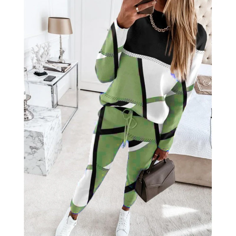 Damen trendy Sweatanzug mit grafischem Muster