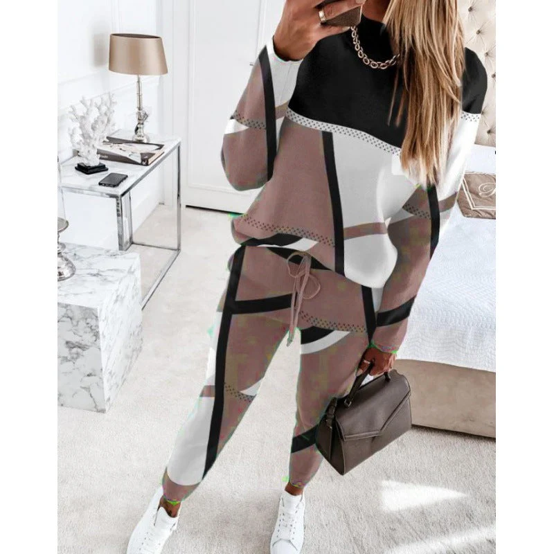Damen trendy Sweatanzug mit grafischem Muster