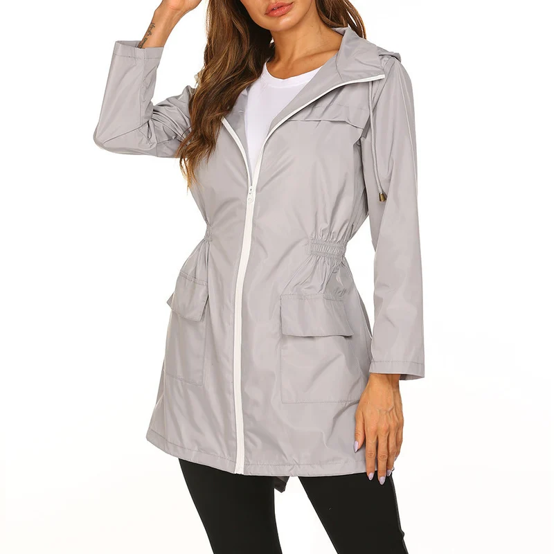 Damen praktische Freizeitjacke mit verstellbarem Bund und großen Taschen