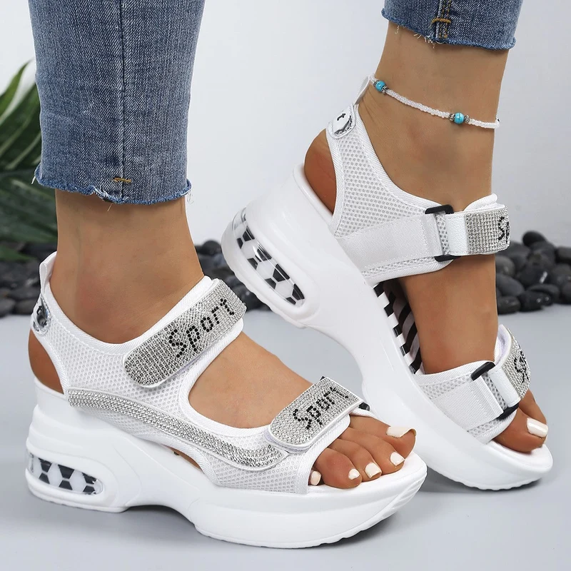 Damen Sportliche Sandalen mit funkelnden Applikationen und atmungsaktivem Obermaterial