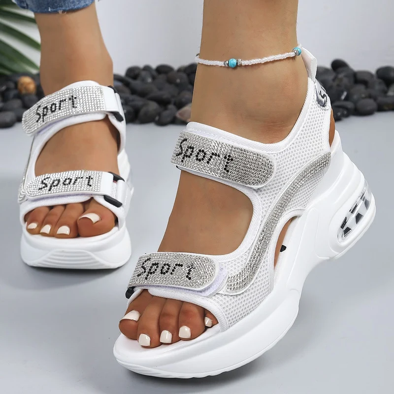 Damen Sportliche Sandalen mit funkelnden Applikationen und atmungsaktivem Obermaterial