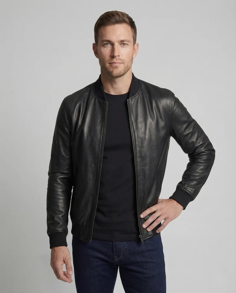 Herren Bomberjacke Lederoptik