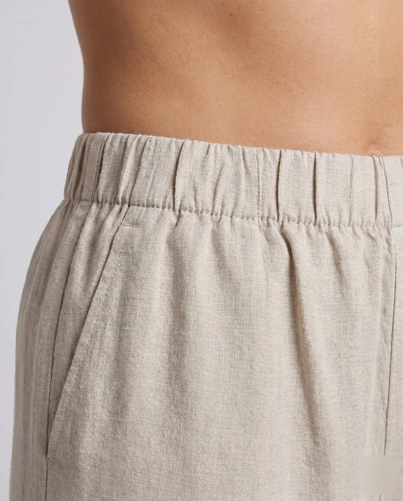 Damen luftige Leinen-Culotte mit elastischem Bund und seitlichen Taschen