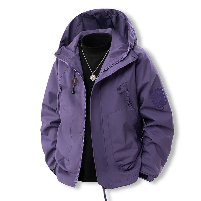 Herren funktionale Outdoor-Jacke mit verstellbarer Kapuze und praktischen Taschen