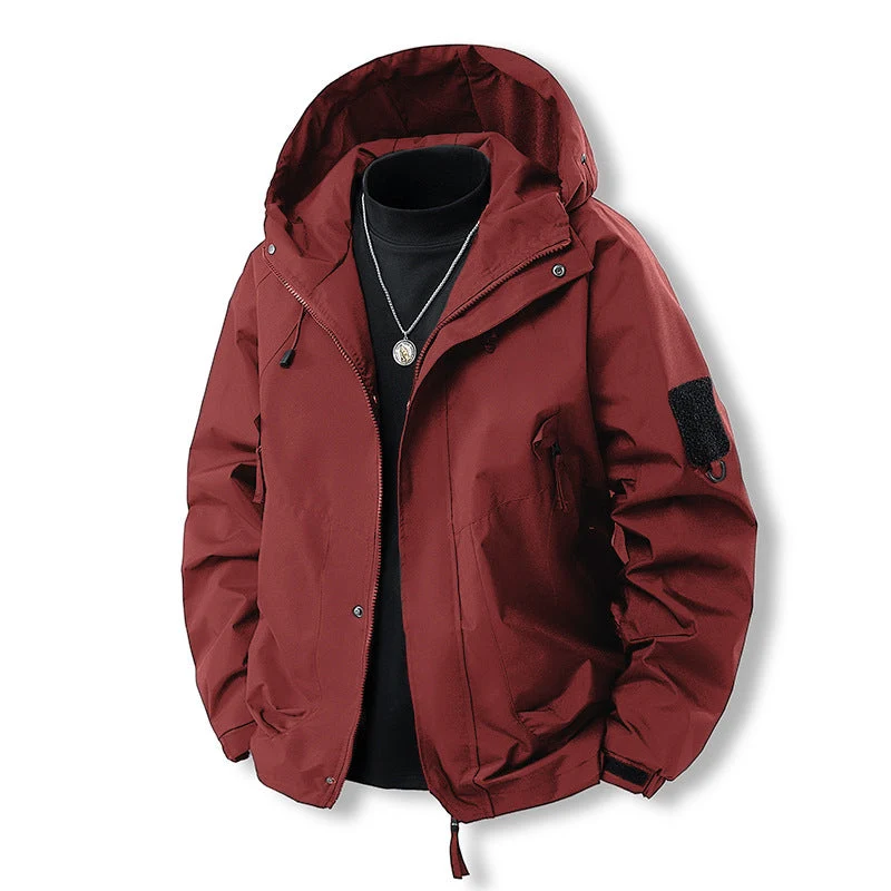 Herren funktionale Outdoor-Jacke mit verstellbarer Kapuze und praktischen Taschen