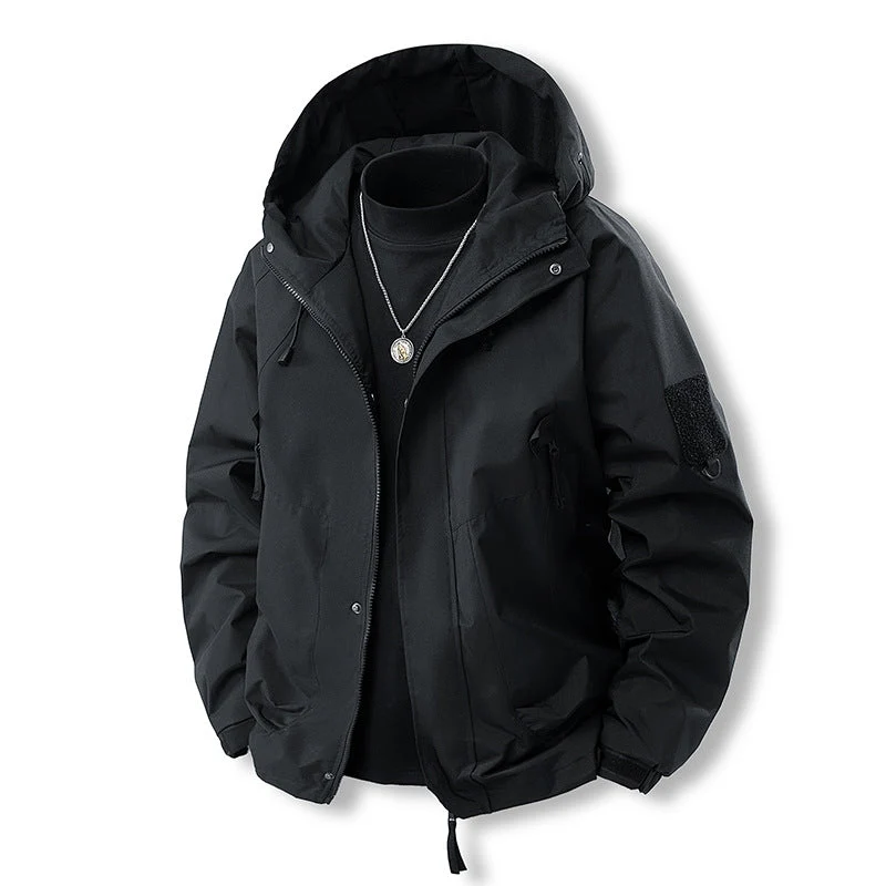 Herren funktionale Outdoor-Jacke mit verstellbarer Kapuze und praktischen Taschen