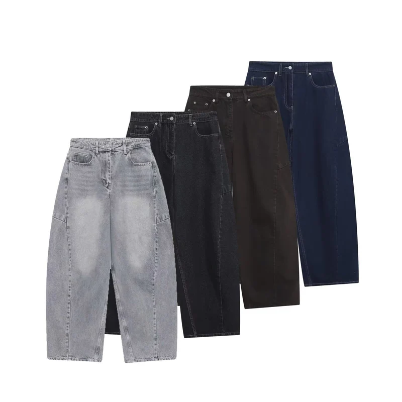 Damen weite Jeans im modernen Schnitt mit angesagten Cargo-Taschen Nord Taschen