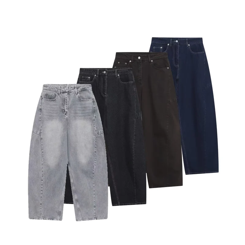 Damen weite Jeans im modernen Schnitt mit angesagten Cargo-Taschen Nord Taschen