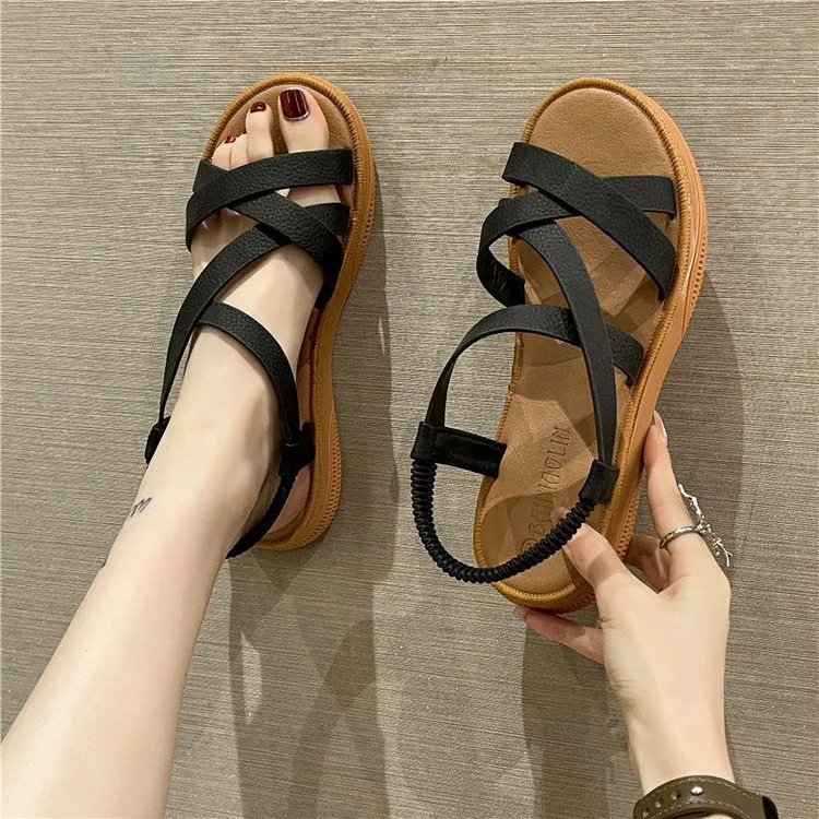 Damen Bequeme Sandalen mit elastischem Fersenriemen