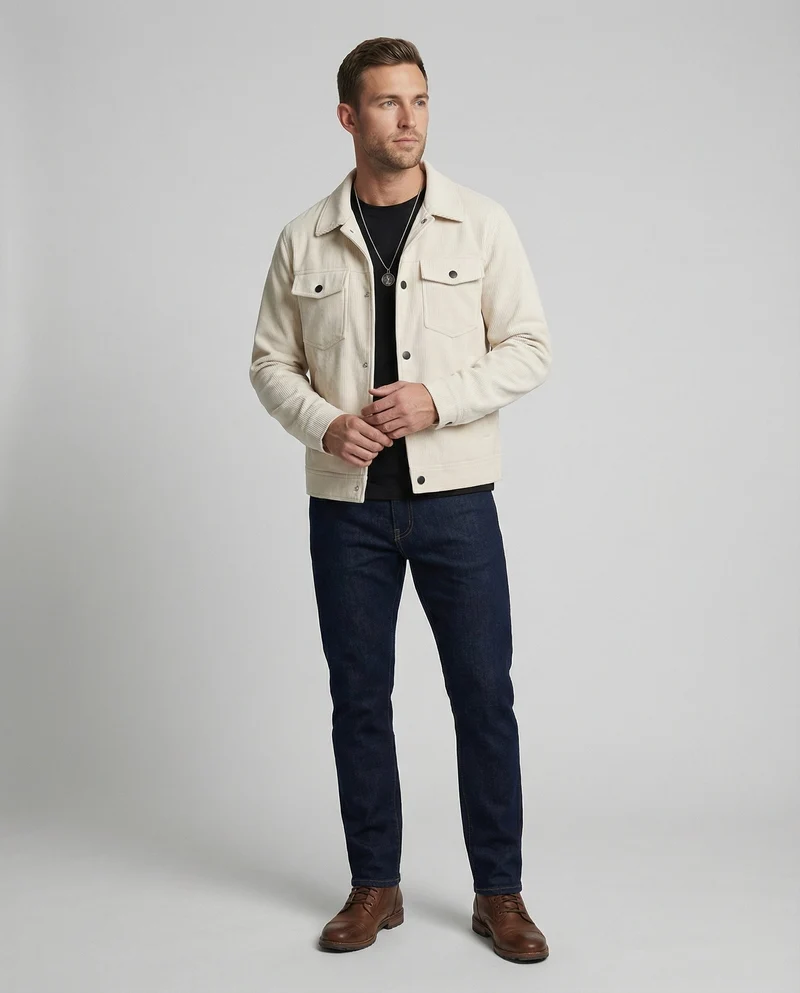 Cord Überhemdjacke Mit Druckknöpfen Herren