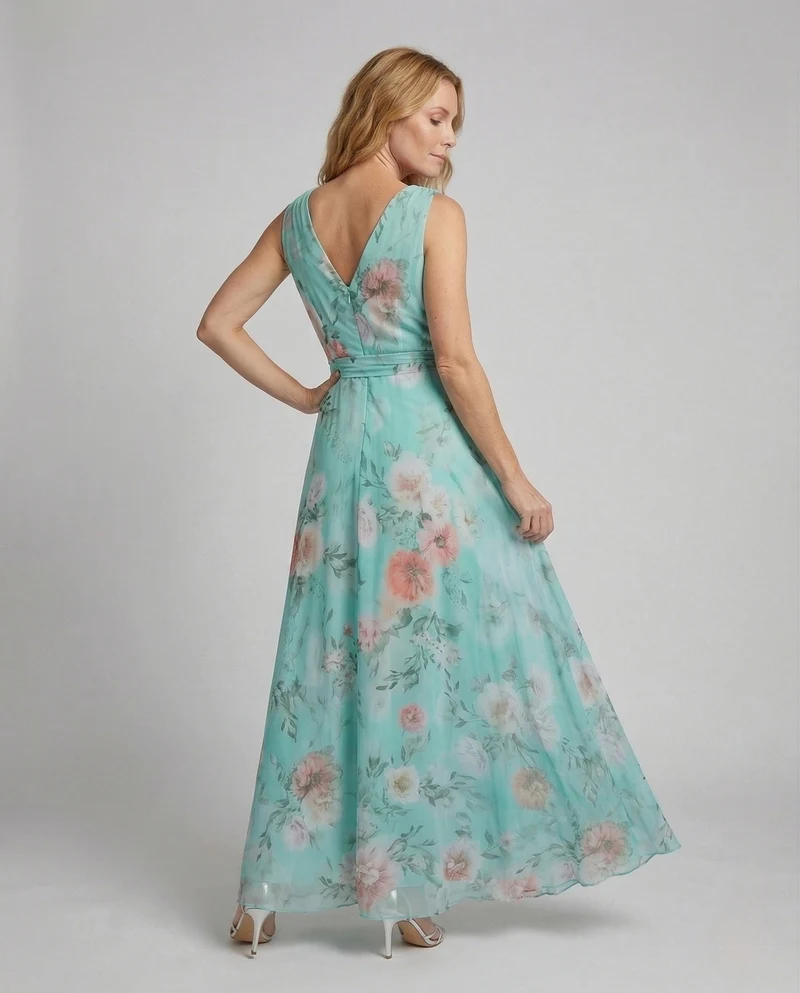 Damen Wickel Maxikleid aus Chiffon
