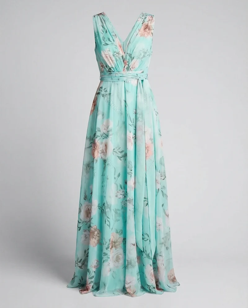 Damen Wickel Maxikleid aus Chiffon