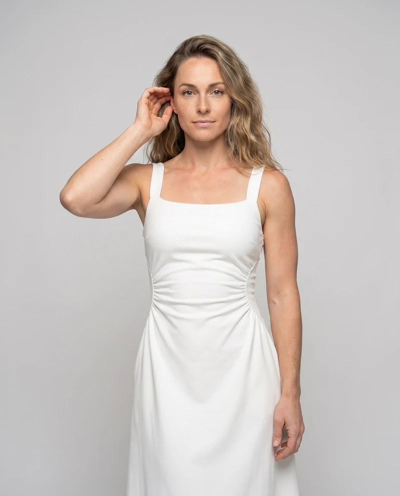 Damen Midi-Kleid mit schickem Quadrat-Ausschnitt und elegantem Schnitt