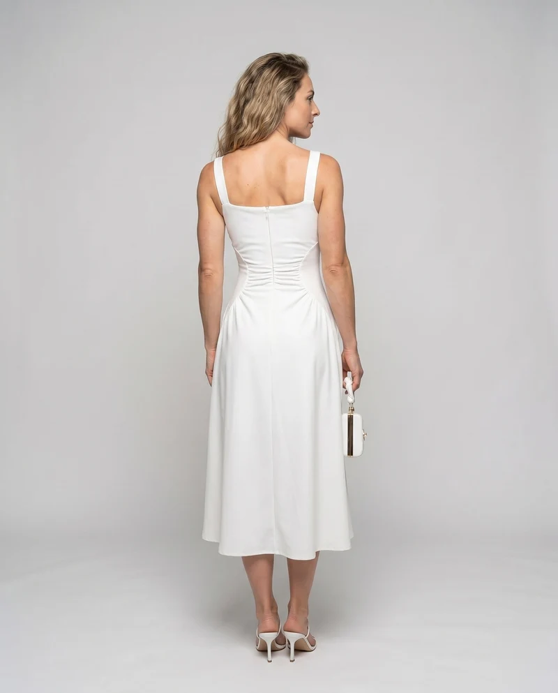 Damen Midi-Kleid mit schickem Quadrat-Ausschnitt und elegantem Schnitt