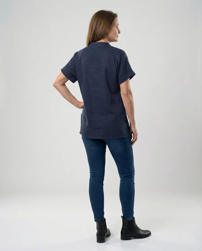 Damen Tunika Bluse V-Ausschnitt