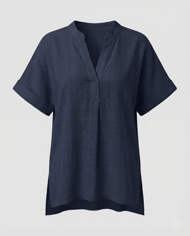 Damen Tunika Bluse V-Ausschnitt