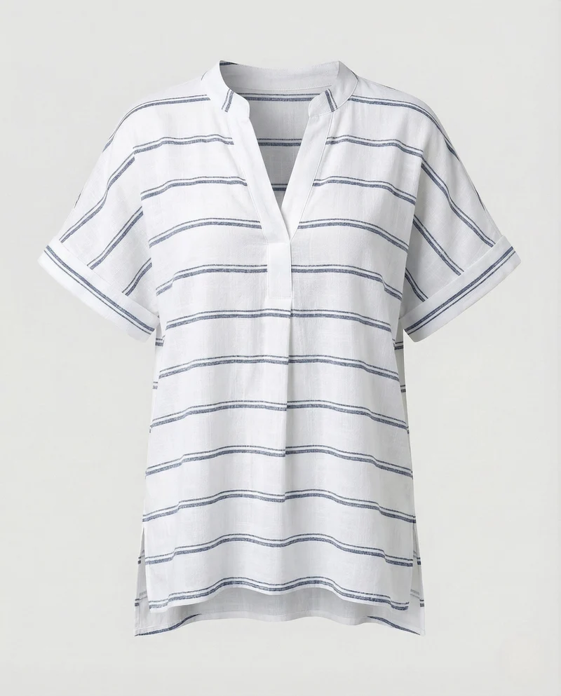Damen Tunika Bluse V-Ausschnitt
