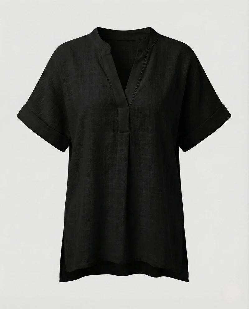 Damen Tunika Bluse V-Ausschnitt