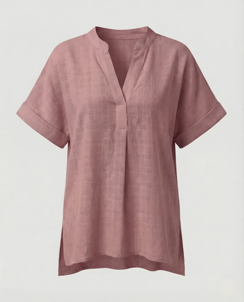Damen Tunika Bluse V-Ausschnitt