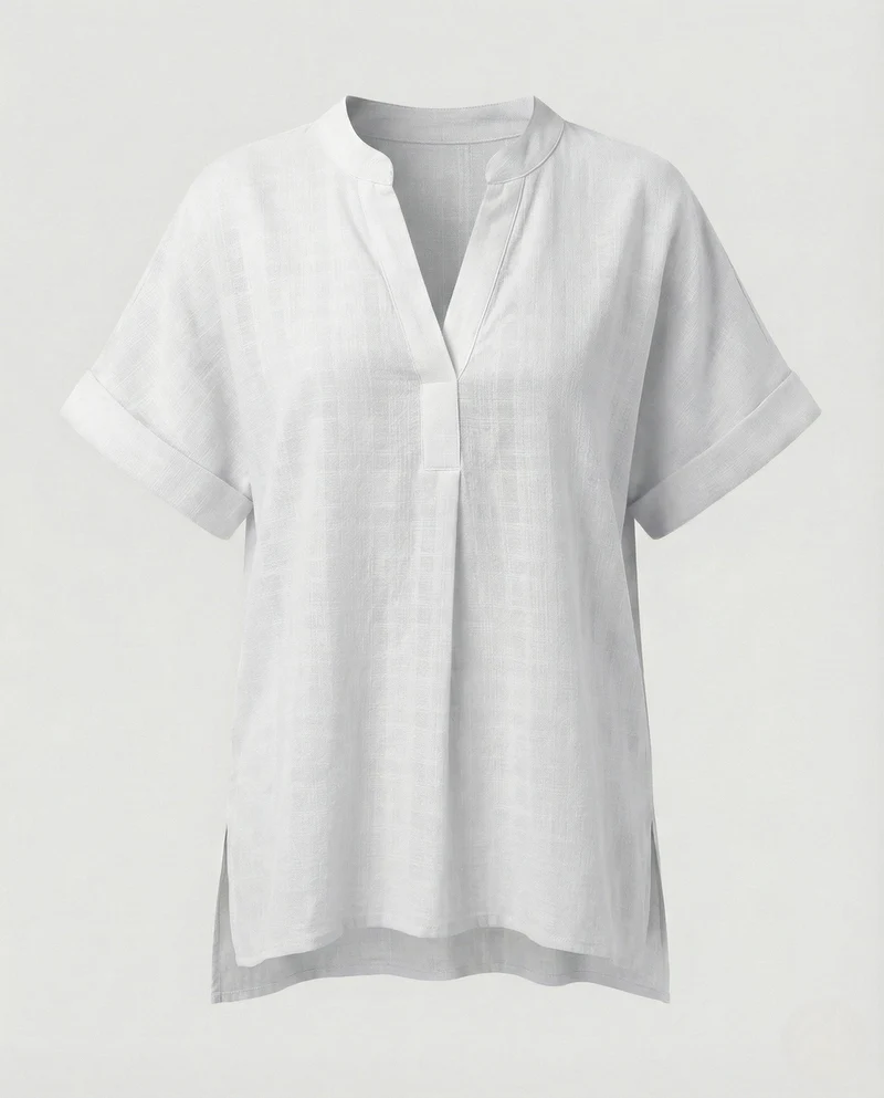 Damen Tunika Bluse V-Ausschnitt