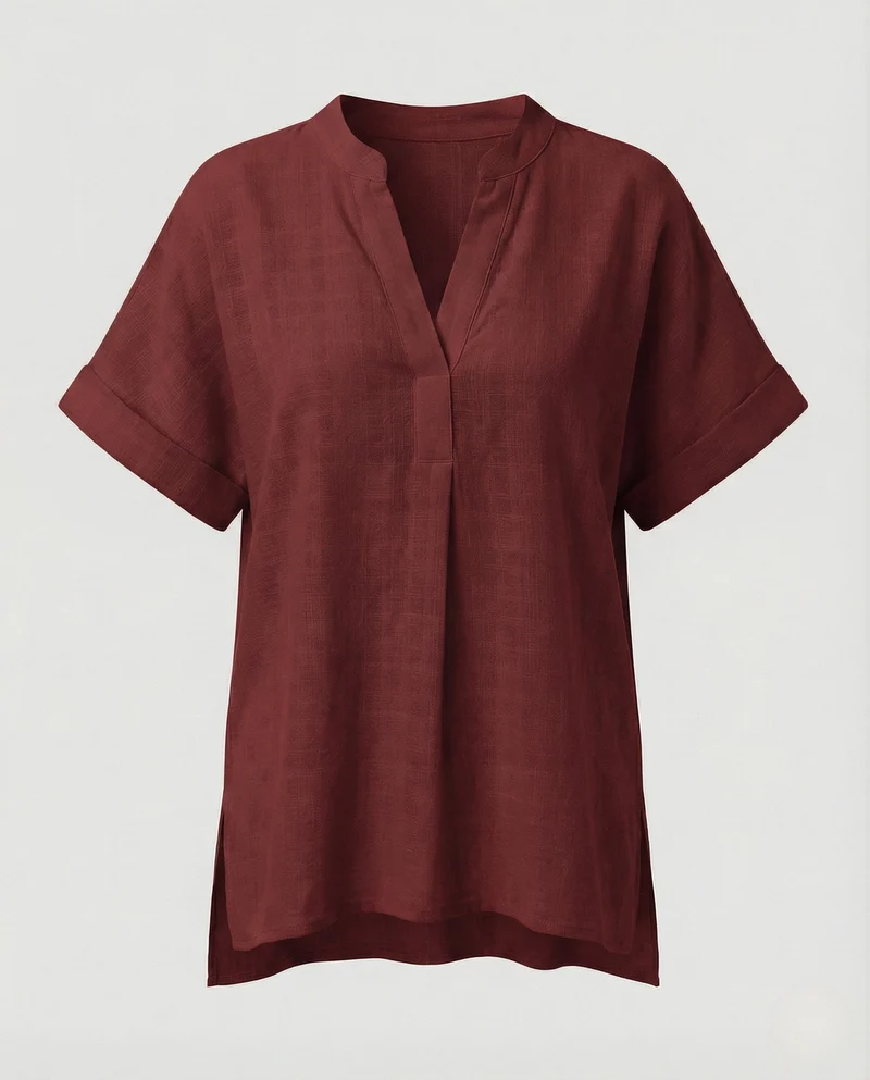 Damen Tunika Bluse V-Ausschnitt