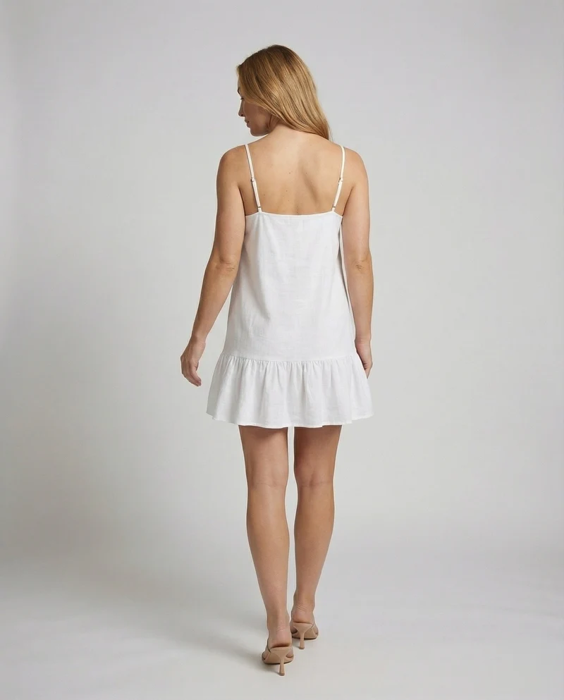 Damen luftiges Crinkle-Minikleid mit Volantstufe