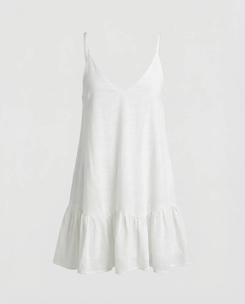 Damen luftiges Crinkle-Minikleid mit Volantstufe