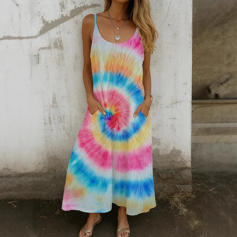 Damen Maxikleid mit Spiral-Design und praktischen Taschen Nord Taschen
