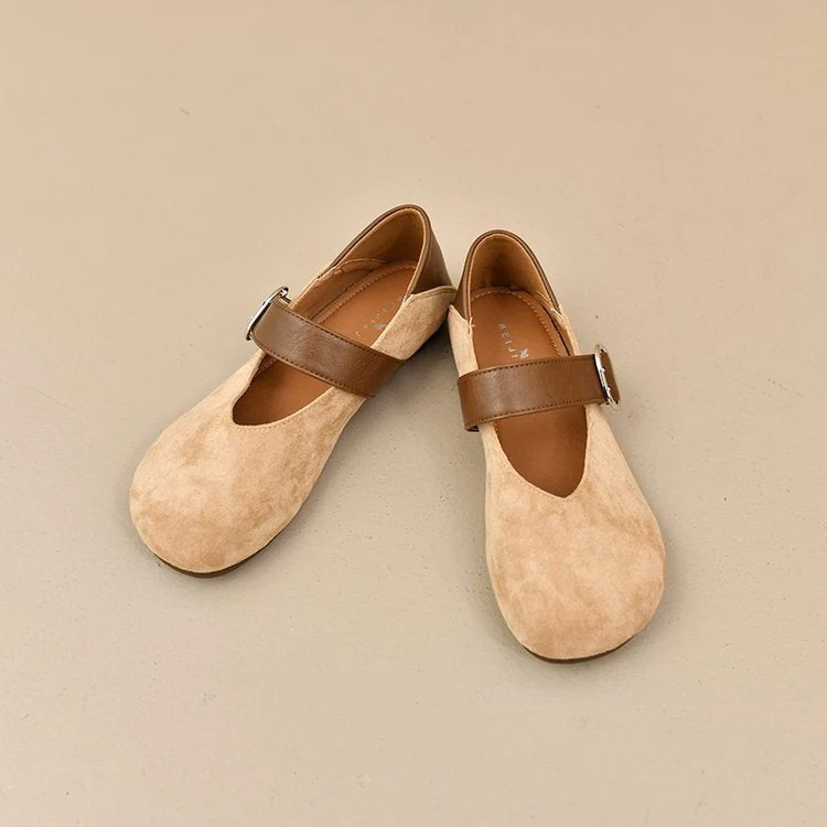 Damen bequeme Mary Jane Ballerinas mit dekorativem Riemen