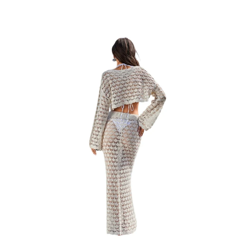 Damen Häkel-Set mit Crop-Top und Maxi-Rock
