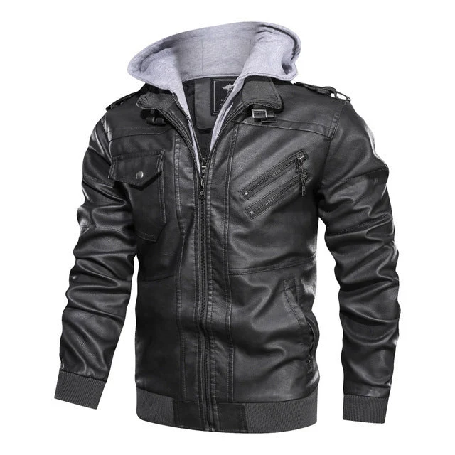 Herren lässige jacke mit abnehmbarer Kapuze und funktionalen Taschen