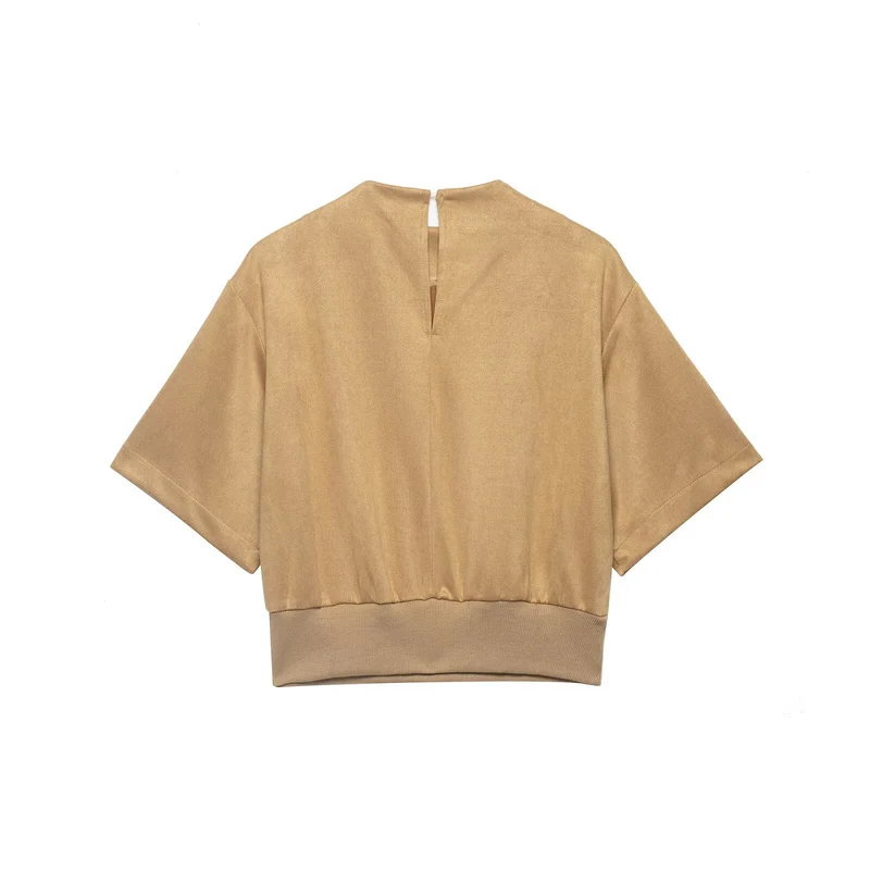 Damen Cropped T-Shirt mit elegantem Bund